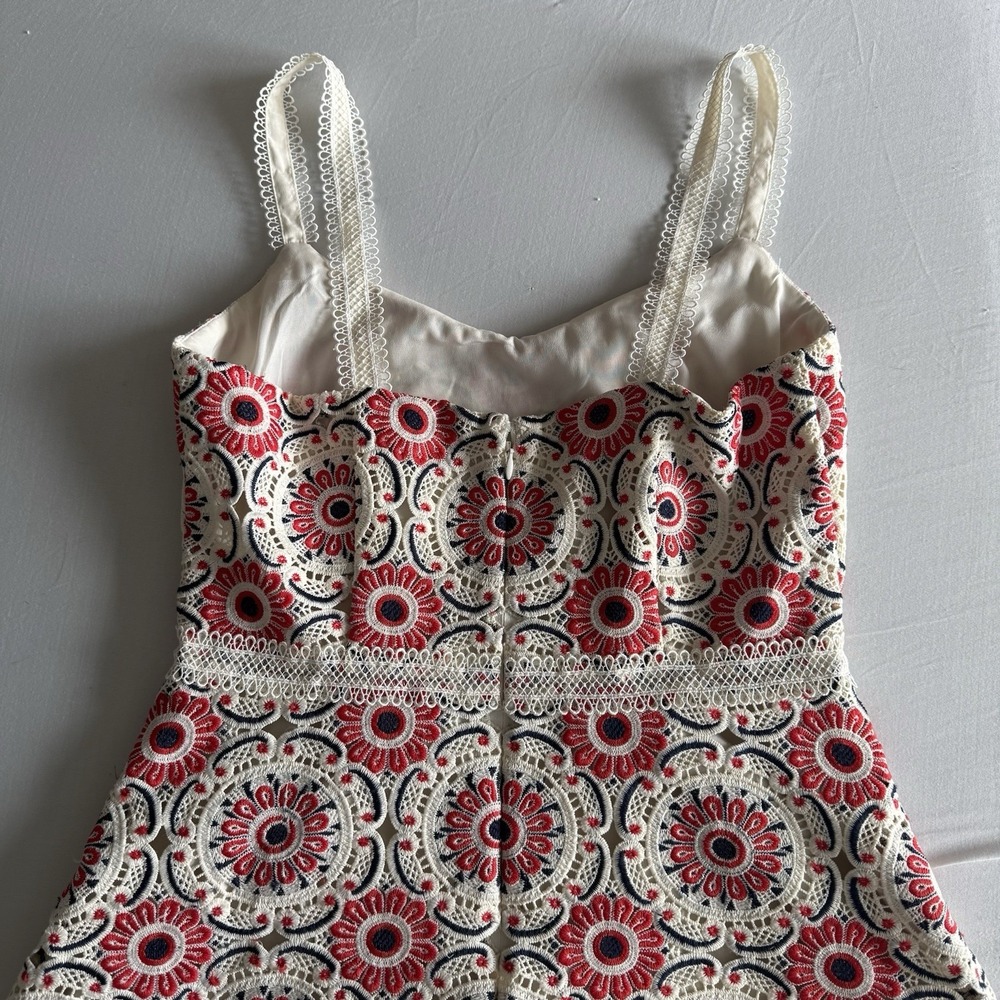 J Crew Crochet Lace A Line Dress Size 0 4th of July Boho Cottage 60s Festival - Picture 6 of 14